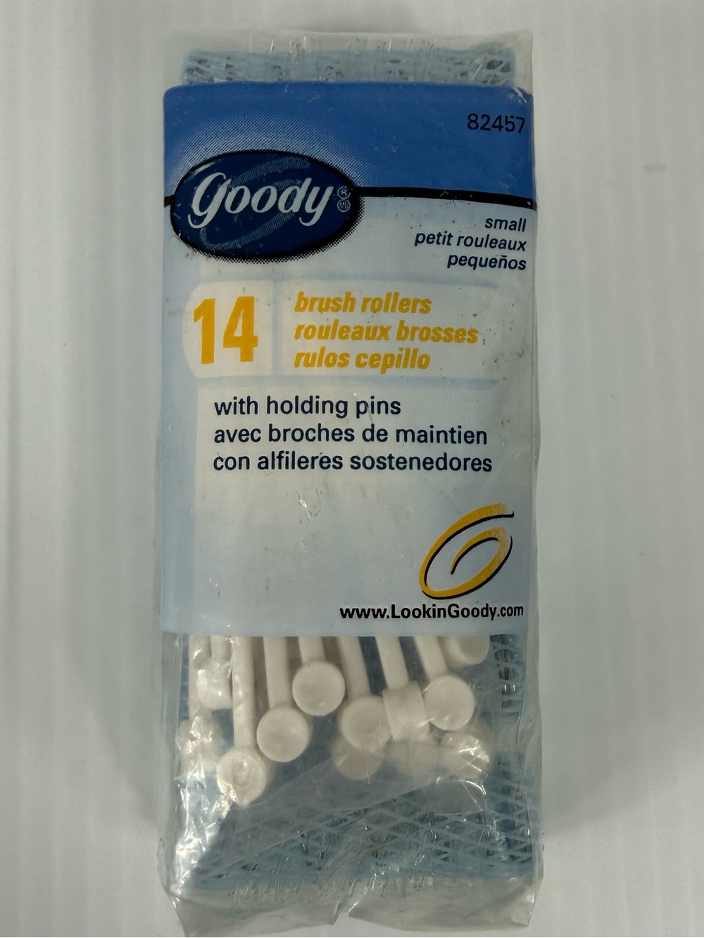 Vtg Goody Small Brush Rollers Blue Curlers w/ Holding Pins Picks 2002 #82457